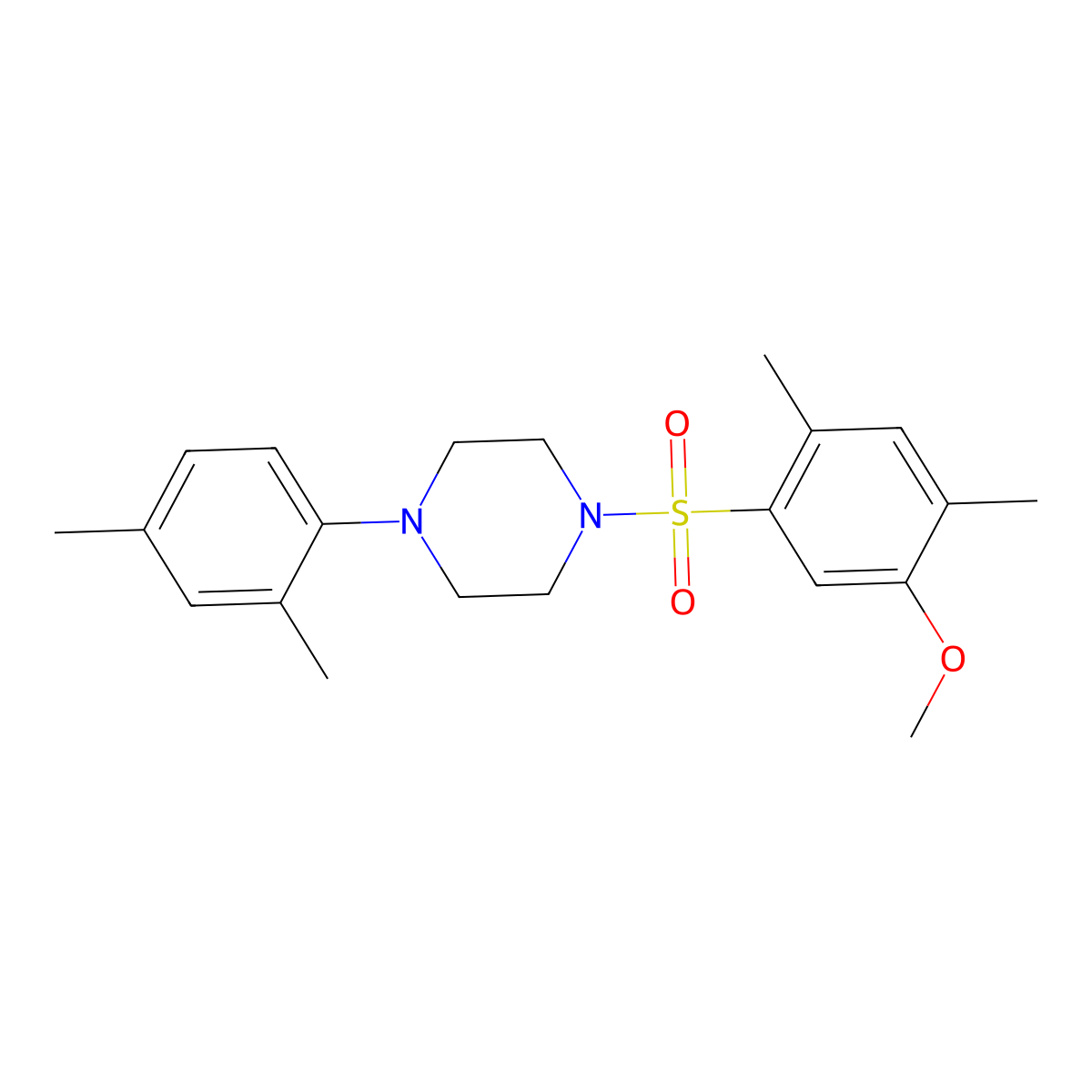1-(2,4-Dimethylphenyl)-4-((5-methoxy-2,4-dimethylphenyl)sulfonyl)piperazine molecular structure, CAS 694484-26-9