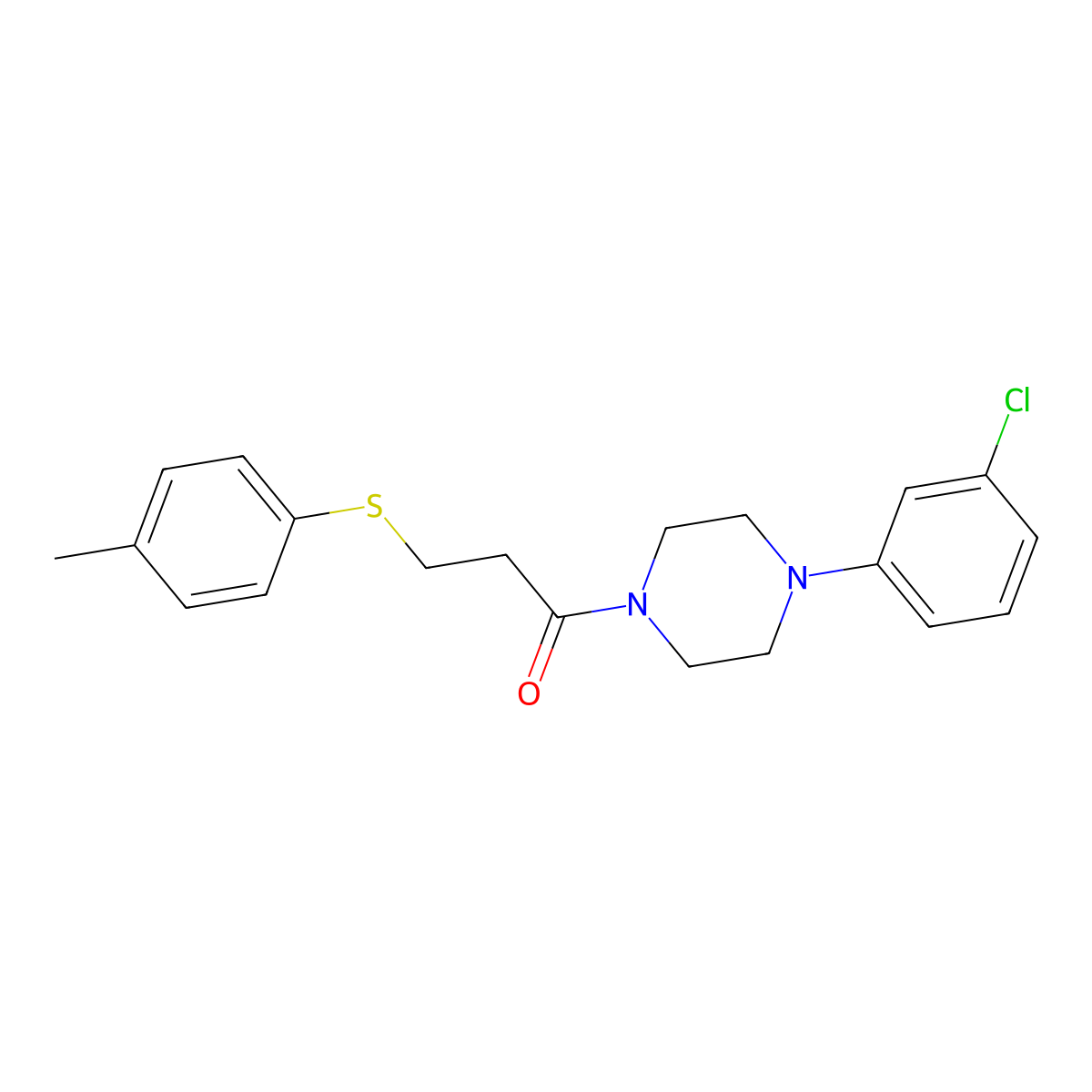 1-[4-(3-Chlorophenyl)piperazin-1-yl]-3-(4-methylphenyl)sulfanylpropan-1-one molecular structure, CAS 694484-46-3