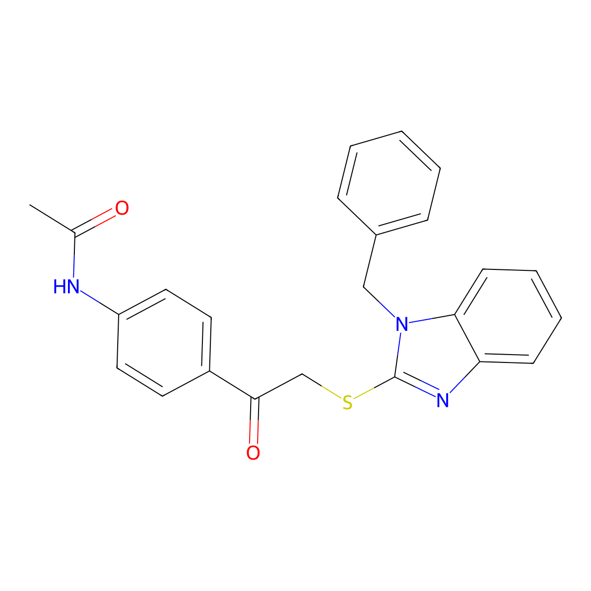 N-[4-[2-(1-benzylbenzimidazol-2-yl)sulfanylacetyl]phenyl]acetamide molecular structure, CAS 694484-51-0