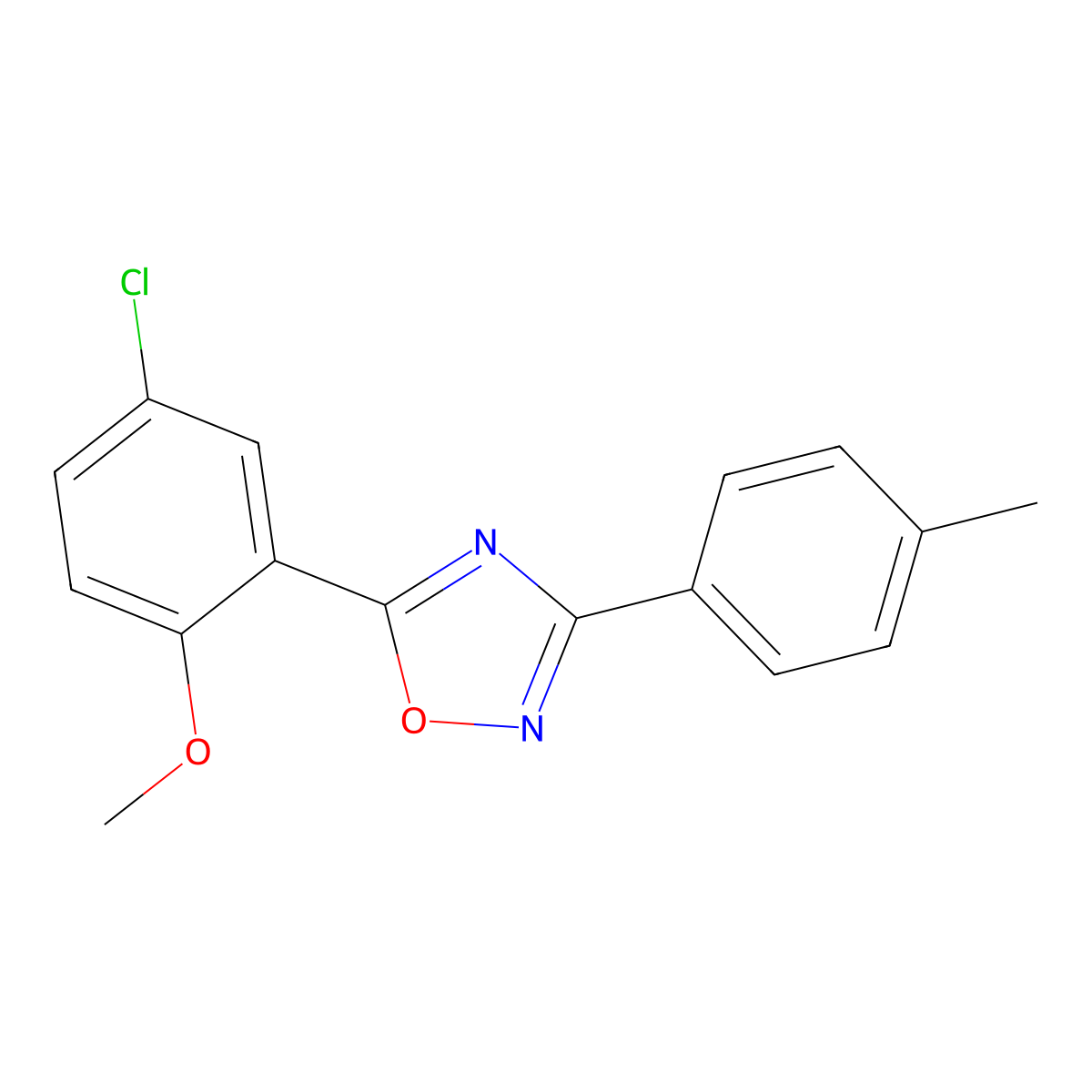 5-(5-Chloro-2-methoxyphenyl)-3-(4-methylphenyl)-1,2,4-oxadiazole molecular structure, CAS 694484-59-8