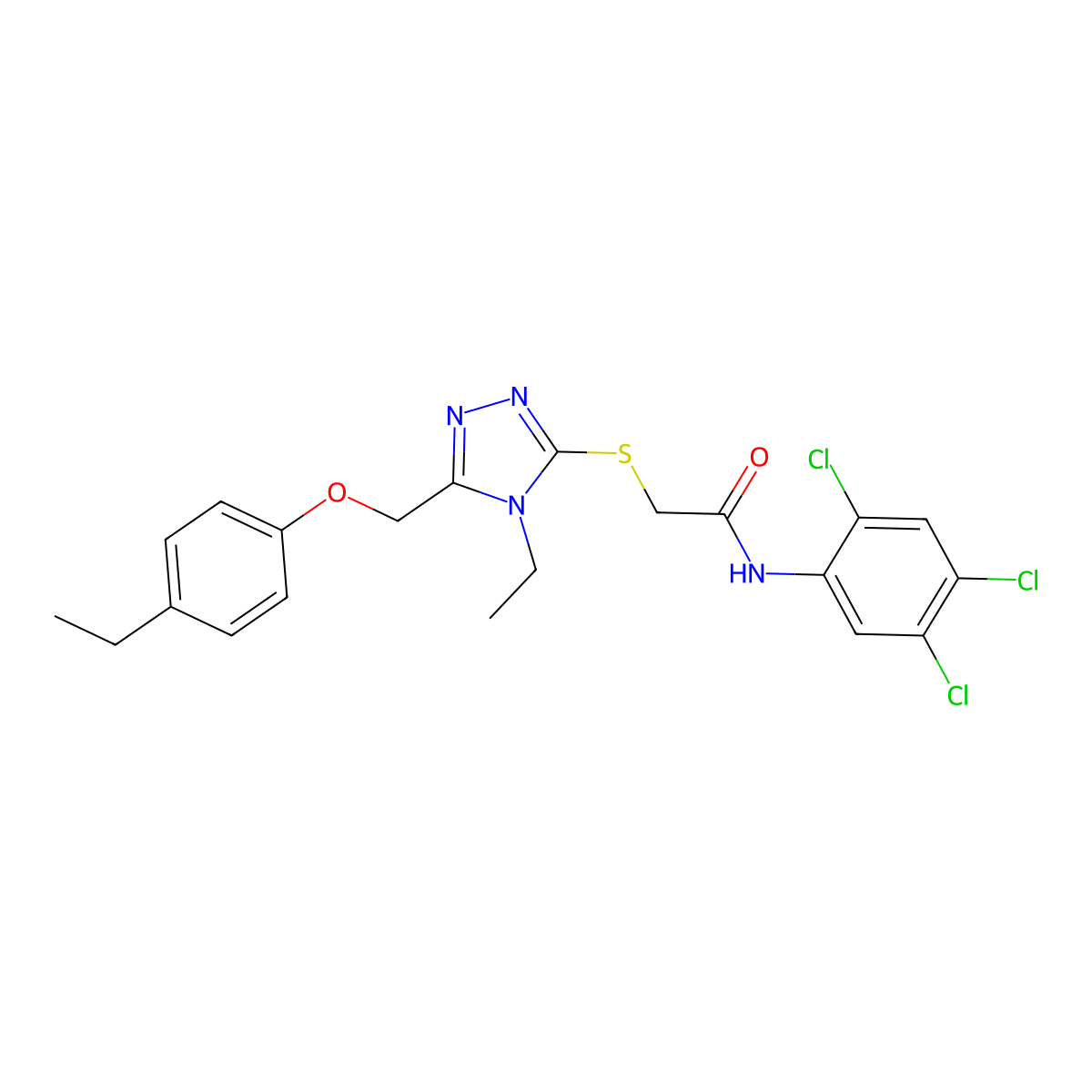 2-[[4-ethyl-5-[(4-ethylphenoxy)methyl]-1,2,4-triazol-3-yl]sulfanyl]-N-(2,4,5-trichlorophenyl)acetamide molecular structure, CAS 694484-71-4