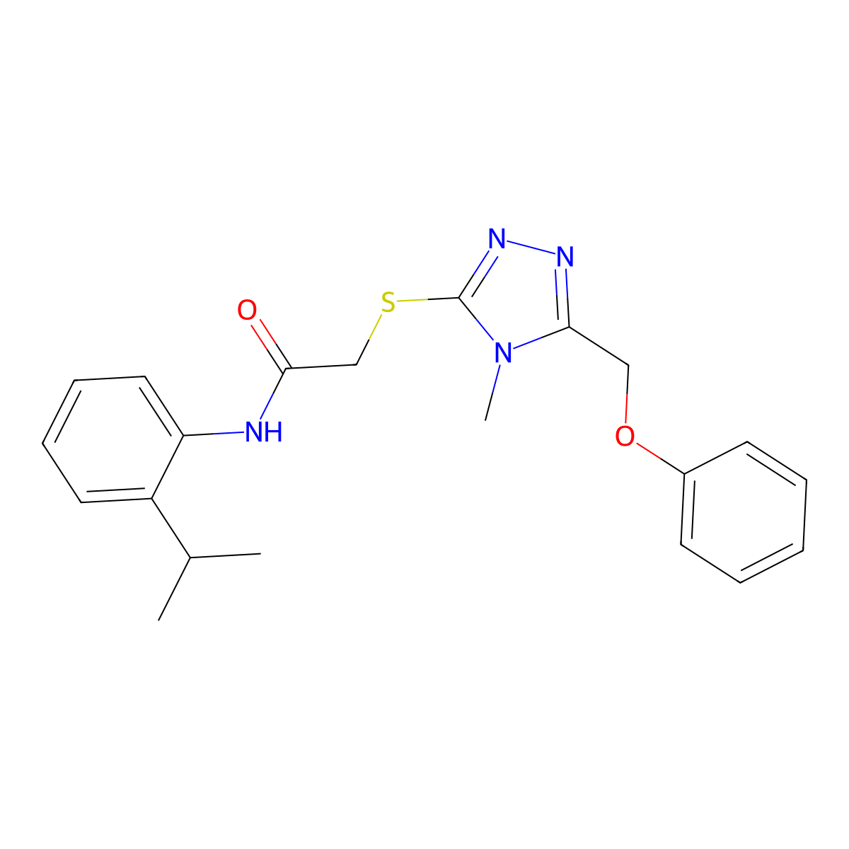 2-[[4-methyl-5-(phenoxymethyl)-1,2,4-triazol-3-yl]sulfanyl]-N-(2-propan-2-ylphenyl)acetamide molecular structure, CAS 694484-81-6