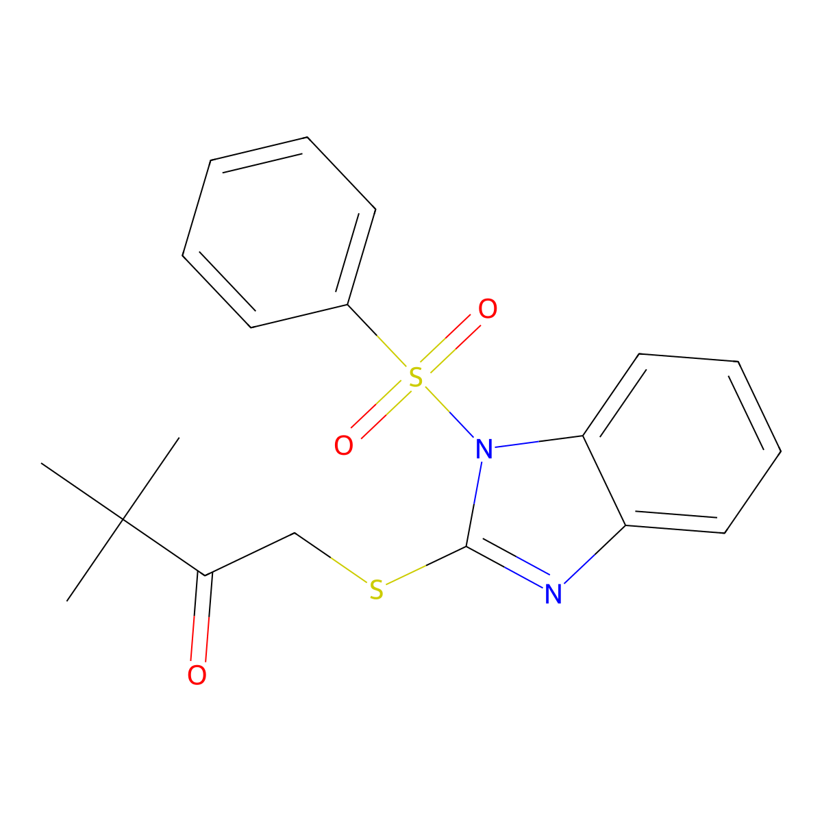 1-[1-(Benzenesulfonyl)benzimidazol-2-yl]sulfanyl-3,3-dimethylbutan-2-one molecular structure, CAS 694484-85-0