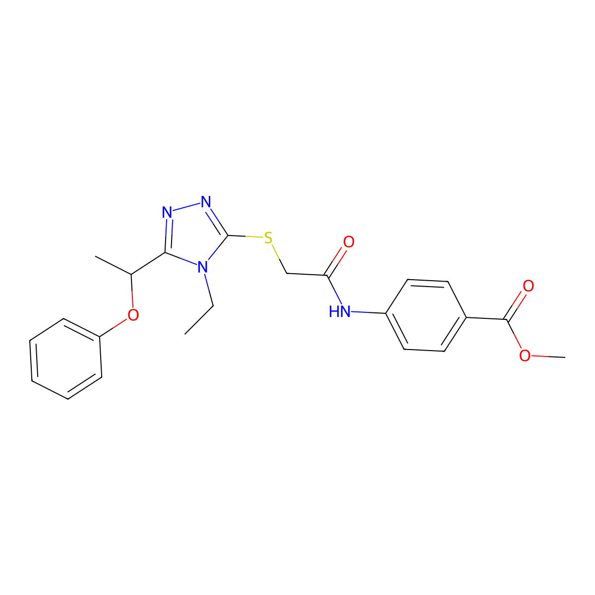 methyl 4-[({[4-ethyl-5-(1-phenoxyethyl)-4H-1,2,4-triazol-3-yl]sulfanyl}acetyl)amino]benzoate molecular structure, CAS 694484-87-2