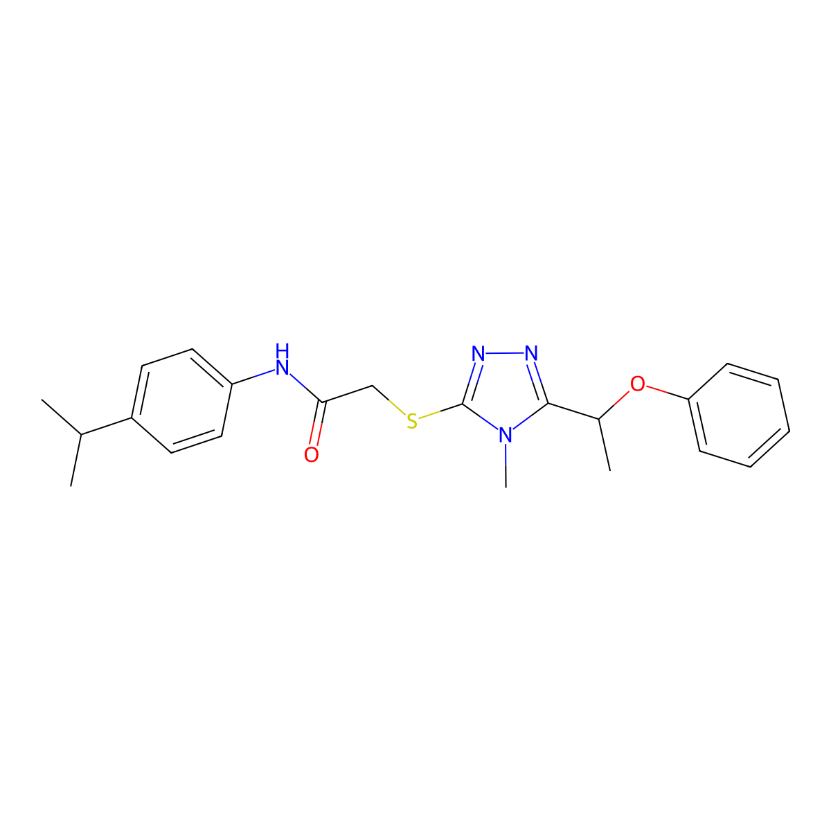 2-[[4-methyl-5-(1-phenoxyethyl)-1,2,4-triazol-3-yl]sulfanyl]-N-(4-propan-2-ylphenyl)acetamide molecular structure, CAS 694484-94-1