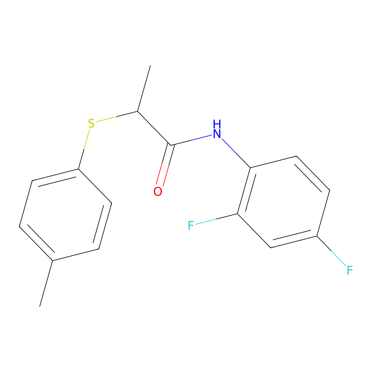 N-(2,4-difluorophenyl)-2-(4-methylphenyl)sulfanylpropanamide molecular structure, CAS 694485-24-0
