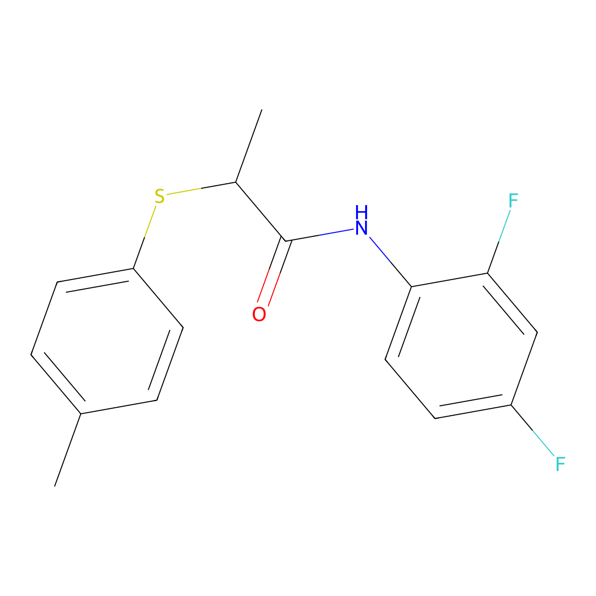 N-(2,4-difluorophenyl)-2-(4-methylphenyl)sulfanylpropanamide molecular structure, CAS 694485-24-0