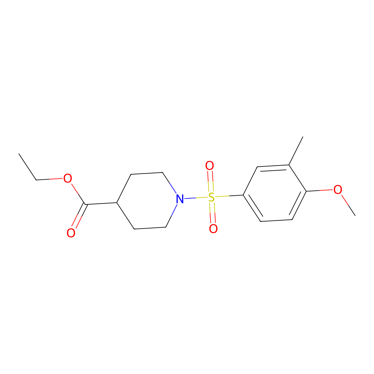 Ethyl 1-((4-methoxy-3-methylphenyl)sulfonyl)piperidine-4-carboxylate molecular structure, CAS 694485-28-4