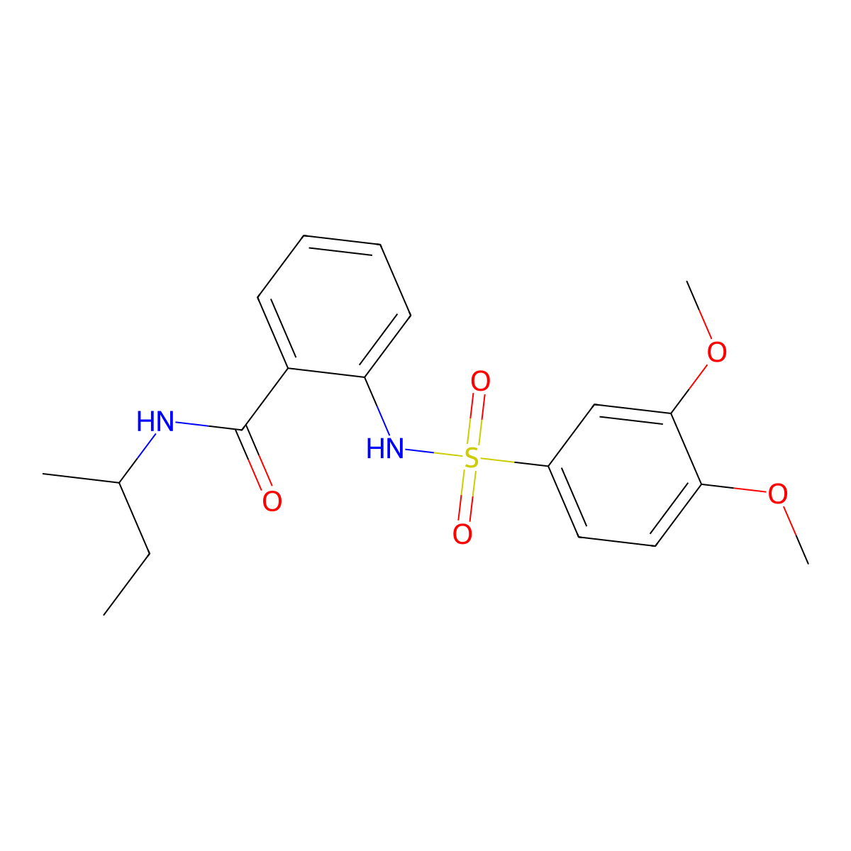 N-(sec-butyl)-2-{[(3,4-dimethoxyphenyl)sulfonyl]amino}benzamide molecular structure, CAS 694485-50-2