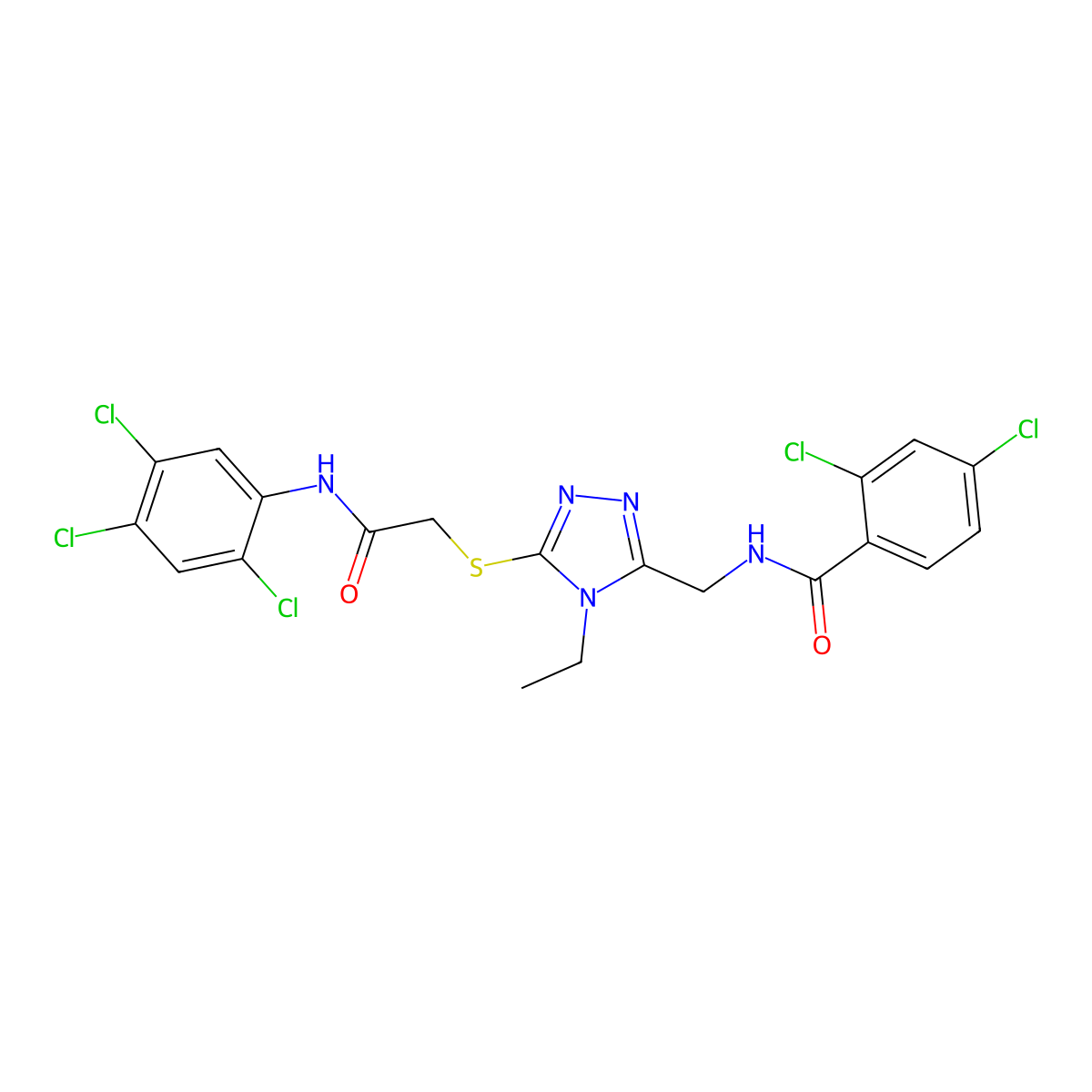 2,4-dichloro-N-[[4-ethyl-5-[2-oxo-2-(2,4,5-trichloroanilino)ethyl]sulfanyl-1,2,4-triazol-3-yl]methyl]benzamide molecular structure, CAS 694485-53-5