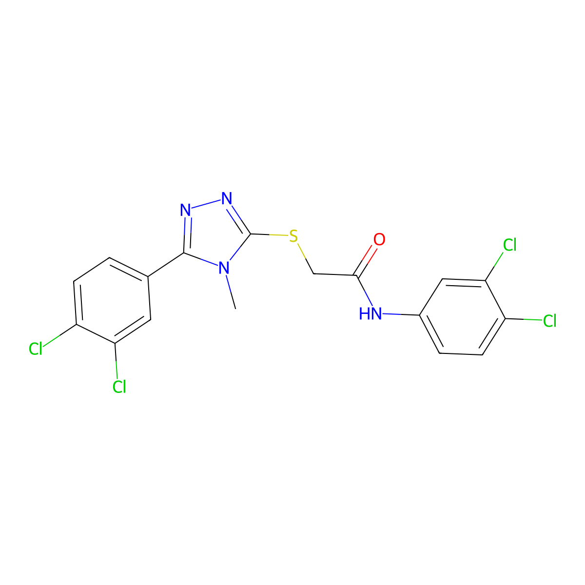 N-(3,4-dichlorophenyl)-2-[[5-(3,4-dichlorophenyl)-4-methyl-1,2,4-triazol-3-yl]sulfanyl]acetamide molecular structure, CAS 694485-57-9