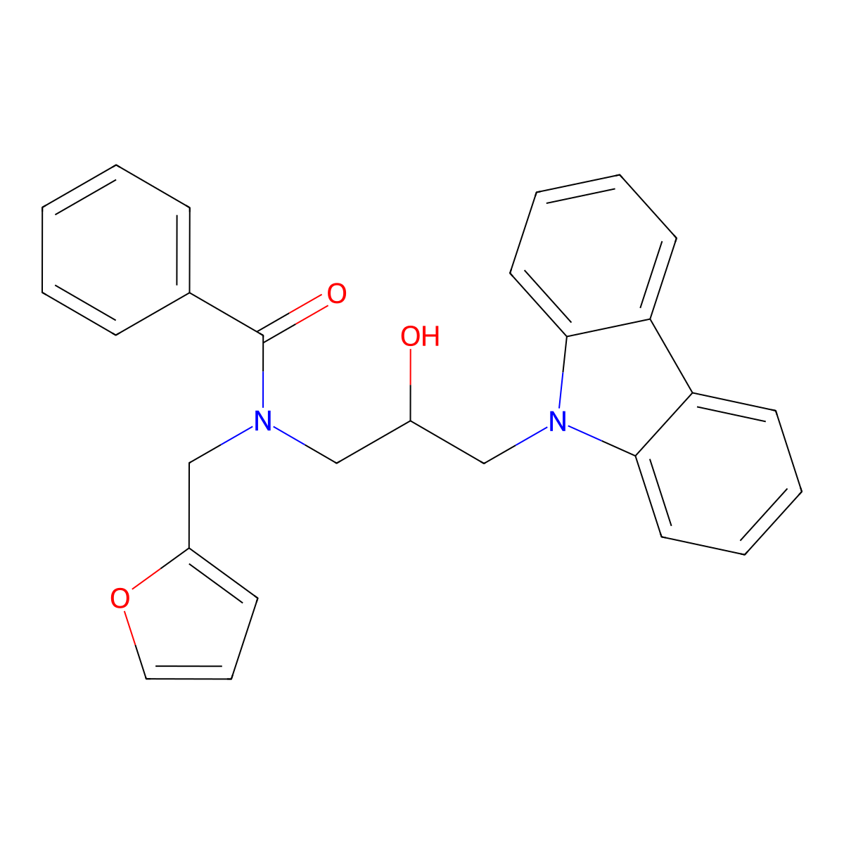 N-(3-carbazol-9-yl-2-hydroxypropyl)-N-(2-furylmethyl)benzamide molecular structure, CAS 694485-61-5