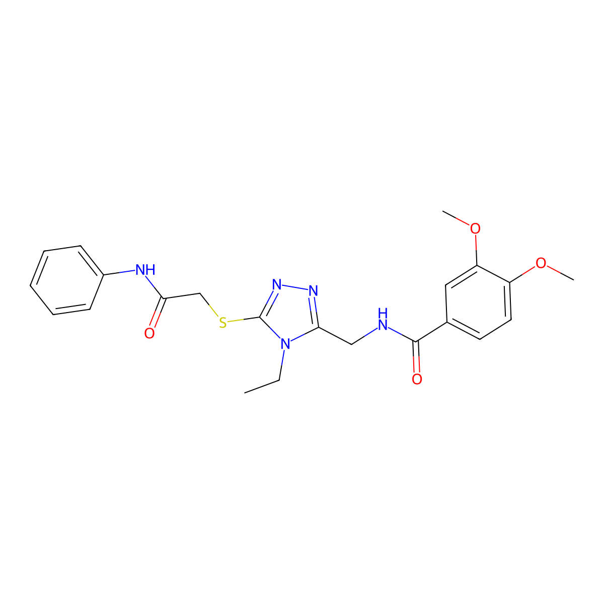N-[[5-(2-anilino-2-oxoethyl)sulfanyl-4-ethyl-1,2,4-triazol-3-yl]methyl]-3,4-dimethoxybenzamide molecular structure, CAS 694485-62-6