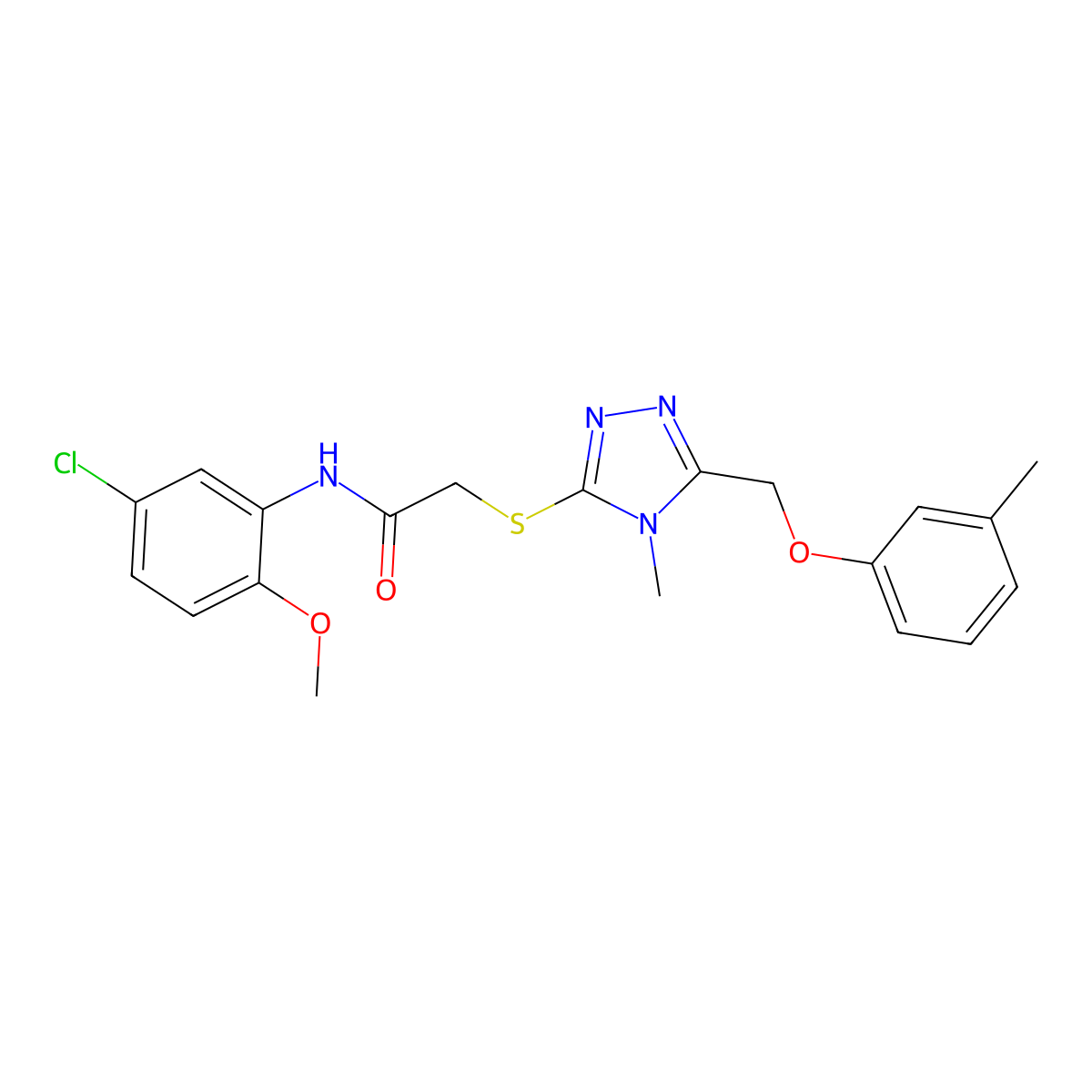 N-(5-chloro-2-methoxyphenyl)-2-[[4-methyl-5-[(3-methylphenoxy)methyl]-1,2,4-triazol-3-yl]sulfanyl]acetamide molecular structure, CAS 694485-73-9