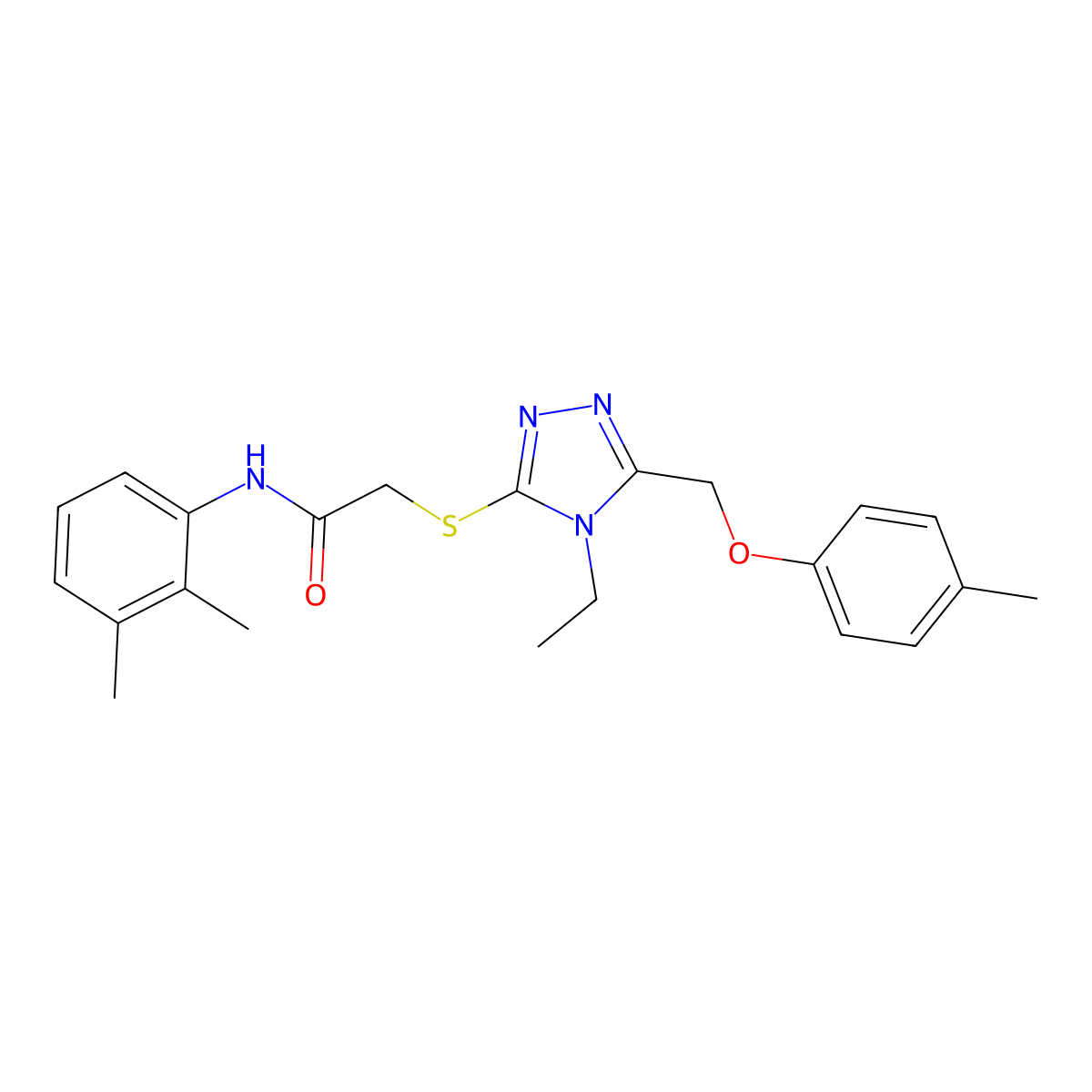 N-(2,3-dimethylphenyl)-2-[[4-ethyl-5-[(4-methylphenoxy)methyl]-1,2,4-triazol-3-yl]sulfanyl]acetamide molecular structure, CAS 694485-76-2