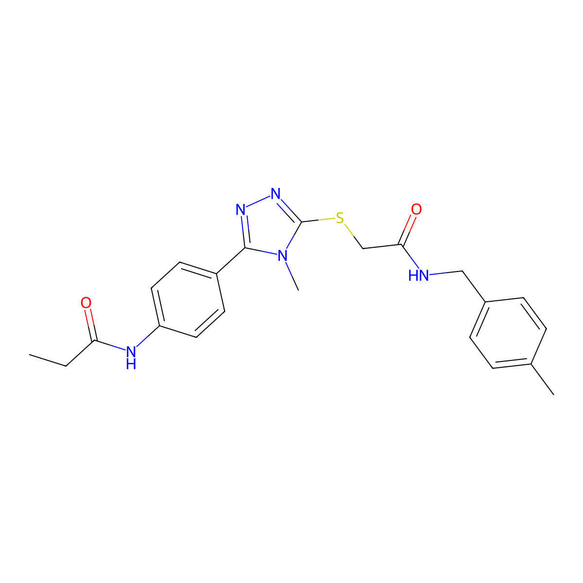 N-[4-[4-methyl-5-[2-[(4-methylphenyl)methylamino]-2-oxoethyl]sulfanyl-1,2,4-triazol-3-yl]phenyl]propanamide molecular structure, CAS 694485-85-3