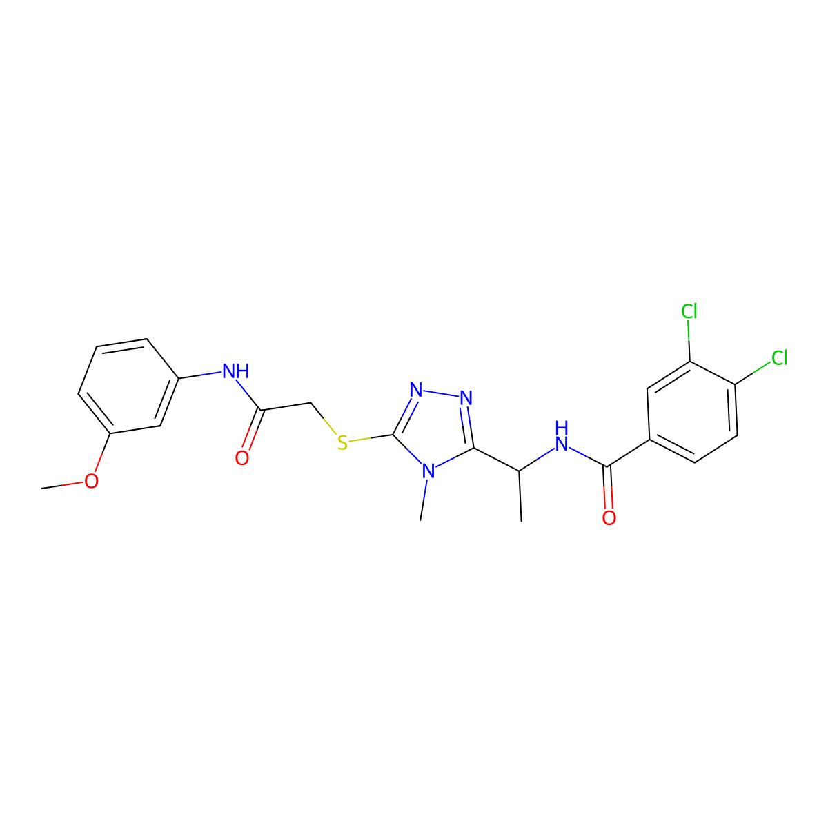 3,4-dichloro-N-{1-[5-({2-[(3-methoxyphenyl)amino]-2-oxoethyl}sulfanyl)-4-methyl-4H-1,2,4-triazol-3-yl]ethyl}benzamide molecular structure, CAS 694485-91-1