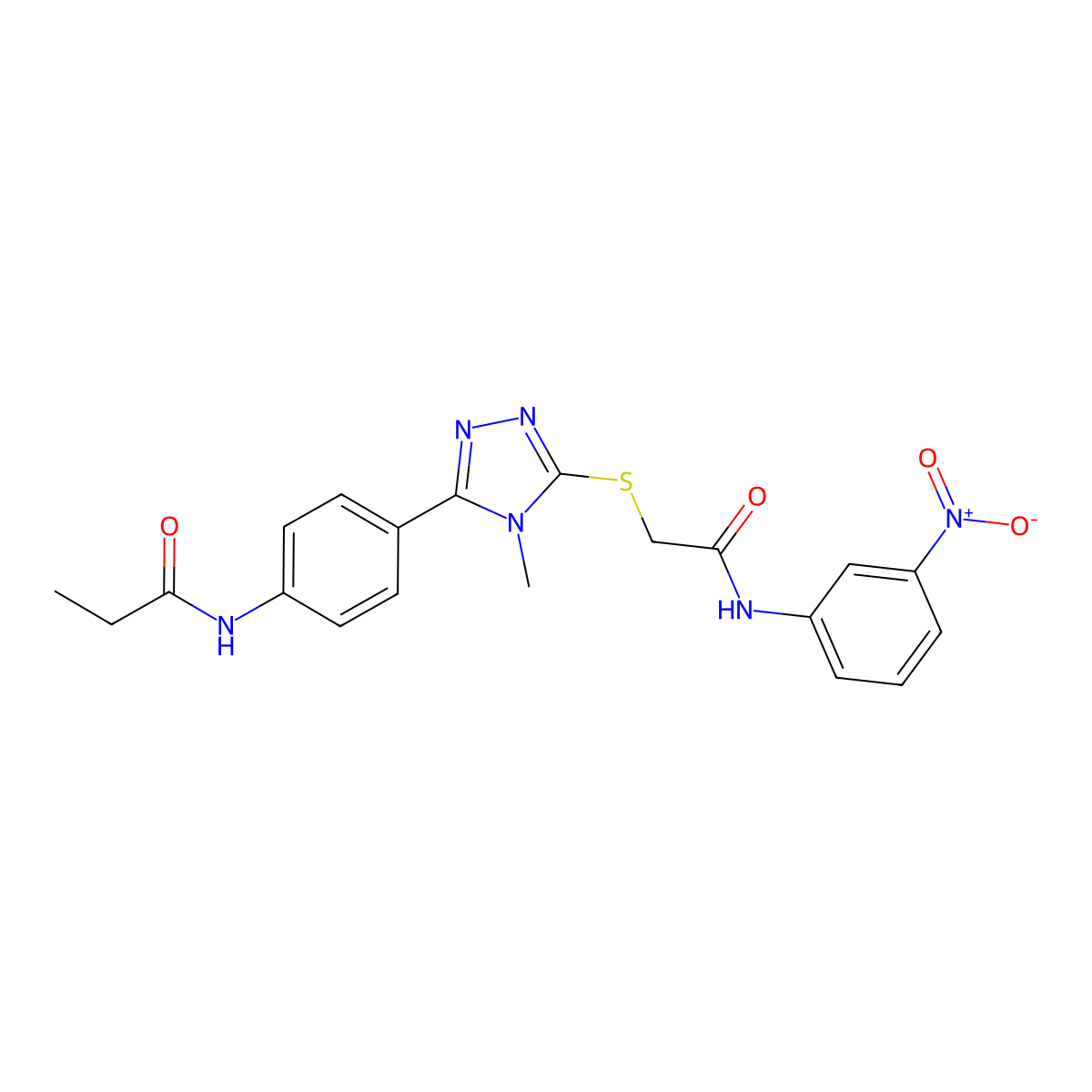 N-[4-[4-methyl-5-[2-(3-nitroanilino)-2-oxoethyl]sulfanyl-1,2,4-triazol-3-yl]phenyl]propanamide molecular structure, CAS 694485-95-5