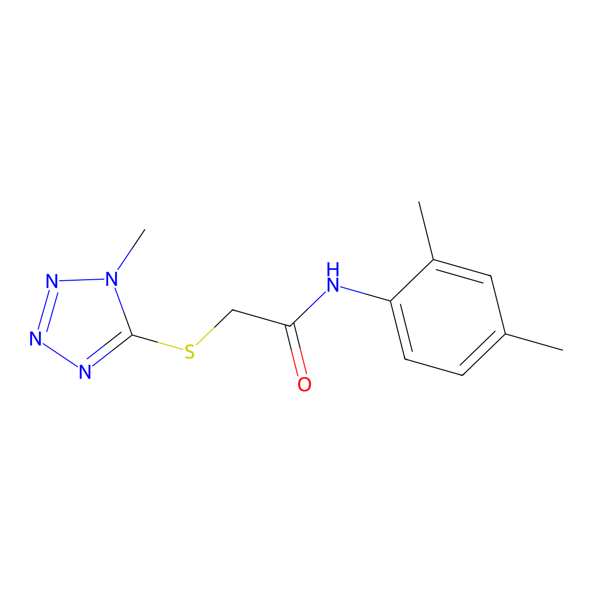 N-(2,4-dimethylphenyl)-2-(1-methyltetrazol-5-yl)sulfanylacetamide molecular structure, CAS 694485-99-9