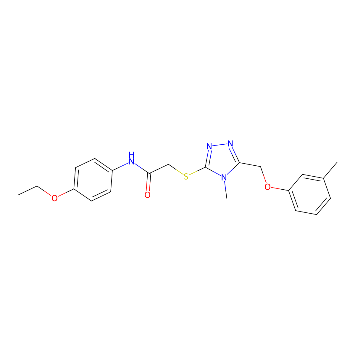 N-(4-ethoxyphenyl)-2-[[4-methyl-5-[(3-methylphenoxy)methyl]-1,2,4-triazol-3-yl]sulfanyl]acetamide molecular structure, CAS 694486-12-9