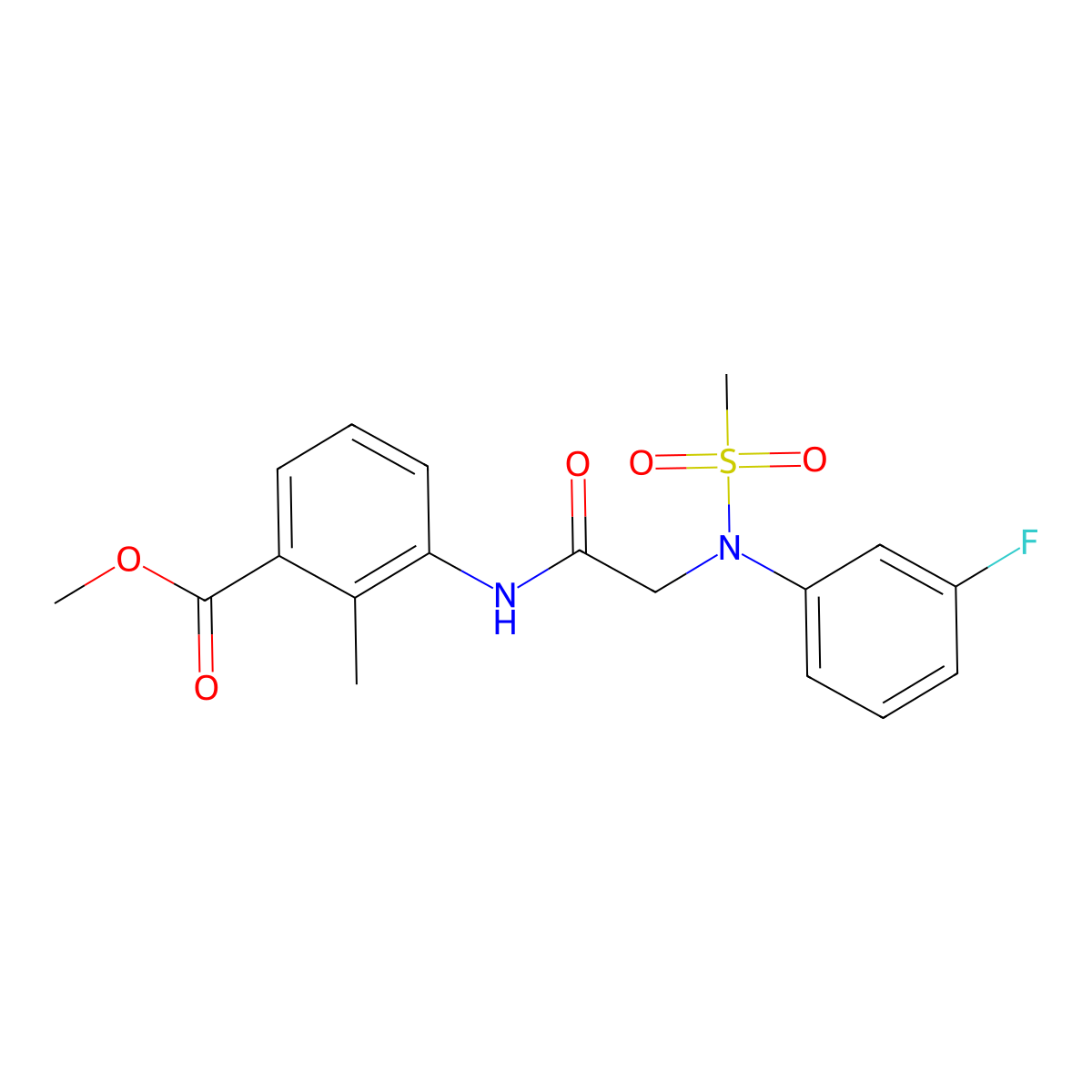 methyl 3-{[N-(3-fluorophenyl)-N-(methylsulfonyl)glycyl]amino}-2-methylbenzoate molecular structure, CAS 694486-19-6