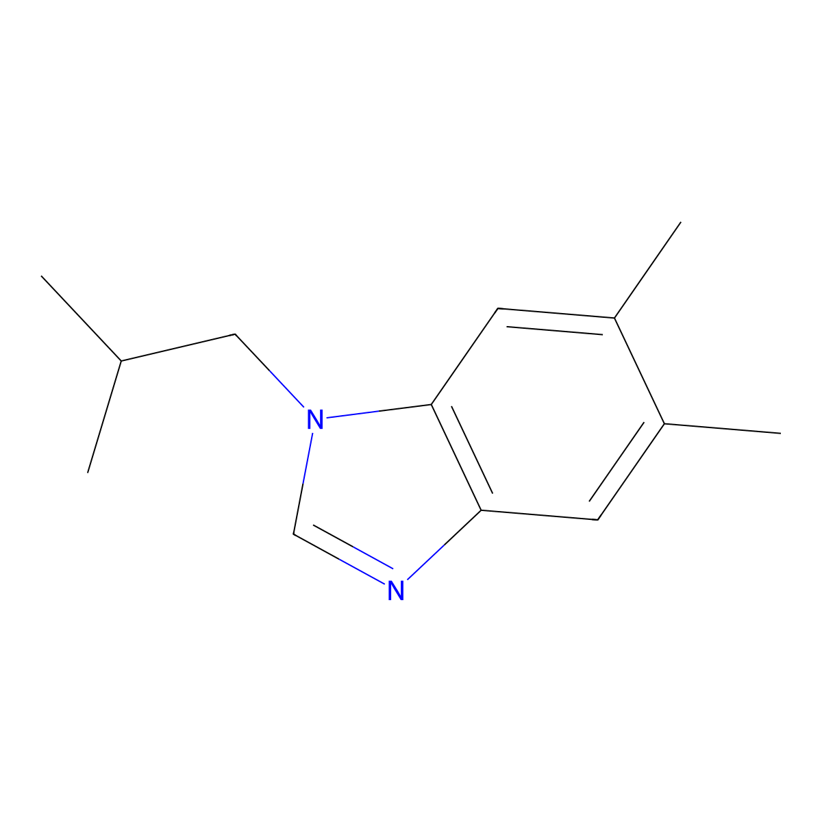 5,6-dimethyl-1-(2-methylpropyl)-1H-1,3-benzodiazole molecular structure, CAS 694486-49-2