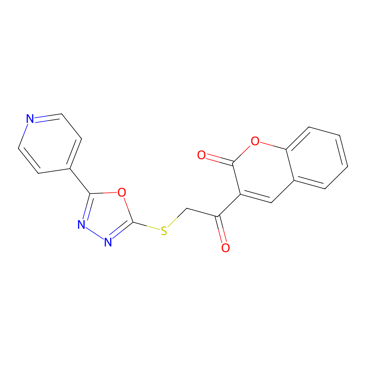 3-[2-[(5-Pyridin-4-yl-1,3,4-oxadiazol-2-yl)sulfanyl]acetyl]chromen-2-one molecular structure, CAS 694486-50-5