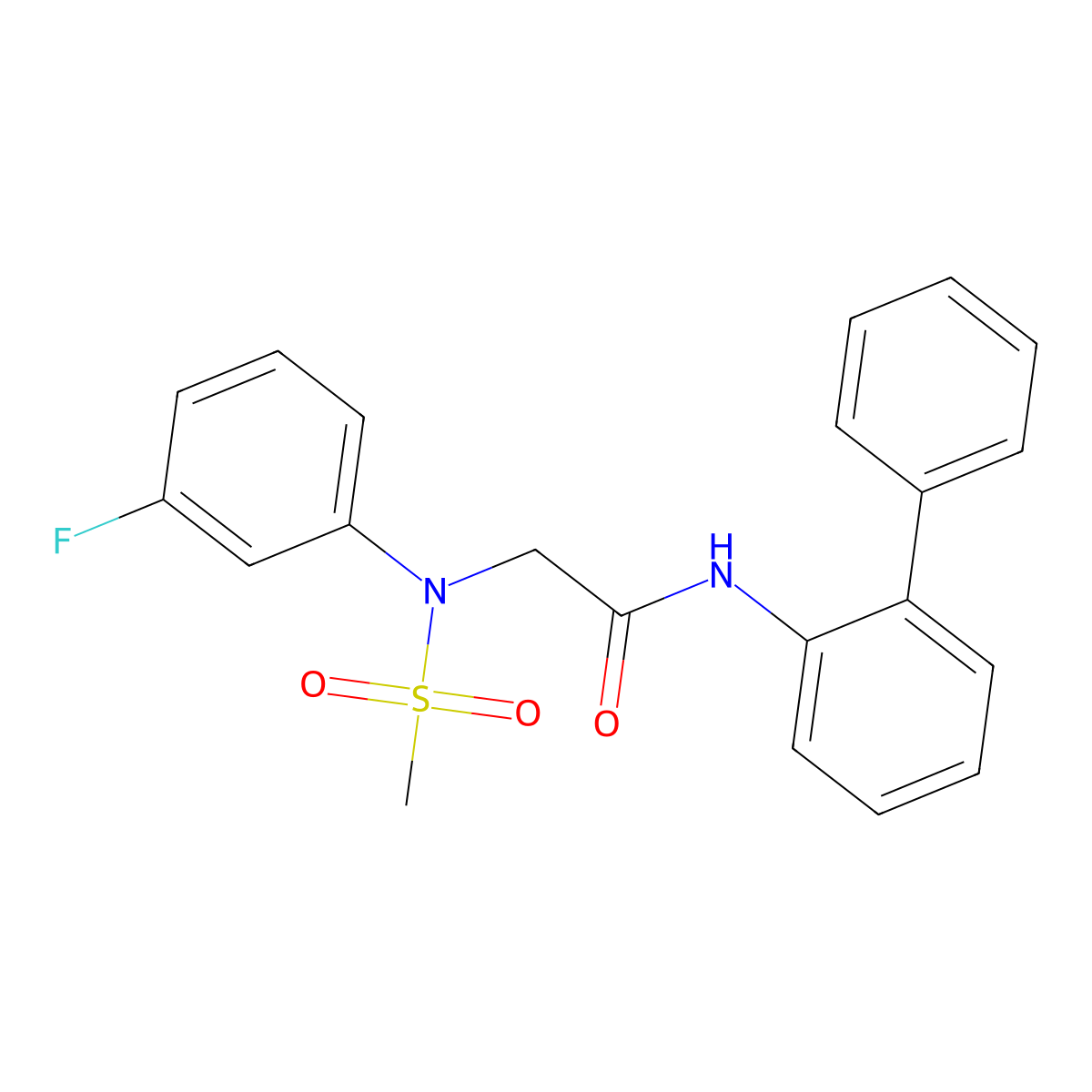 2-(3-fluoro-N-methylsulfonylanilino)-N-(2-phenylphenyl)acetamide molecular structure, CAS 694486-52-7