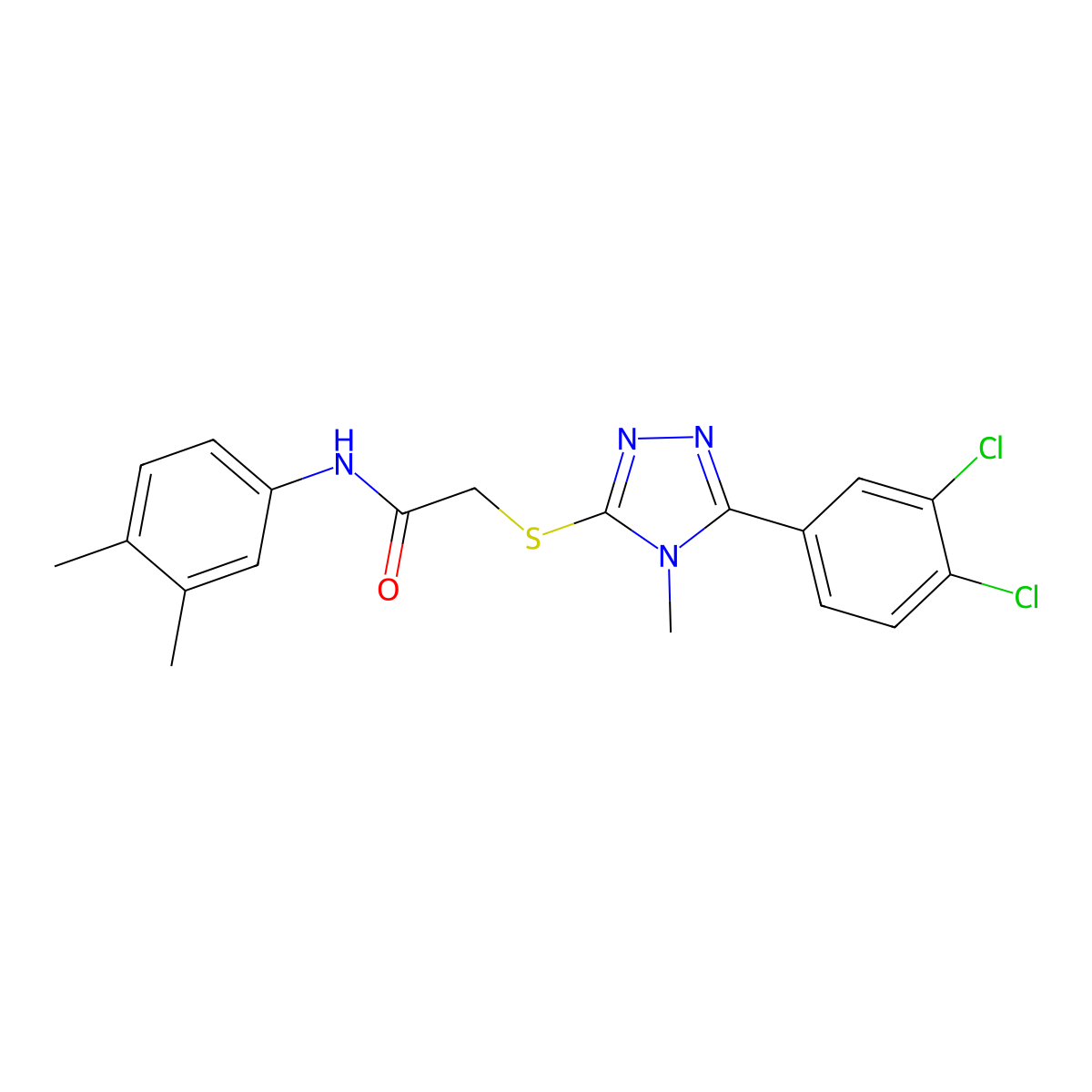 2-[[5-(3,4-dichlorophenyl)-4-methyl-1,2,4-triazol-3-yl]sulfanyl]-N-(3,4-dimethylphenyl)acetamide molecular structure, CAS 694486-60-7