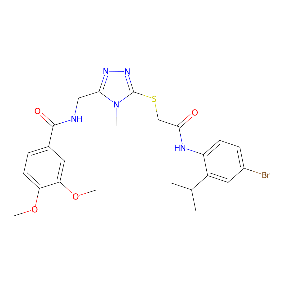 N-[[5-[2-(4-bromo-2-propan-2-ylanilino)-2-oxoethyl]sulfanyl-4-methyl-1,2,4-triazol-3-yl]methyl]-3,4-dimethoxybenzamide molecular structure, CAS 694486-65-2