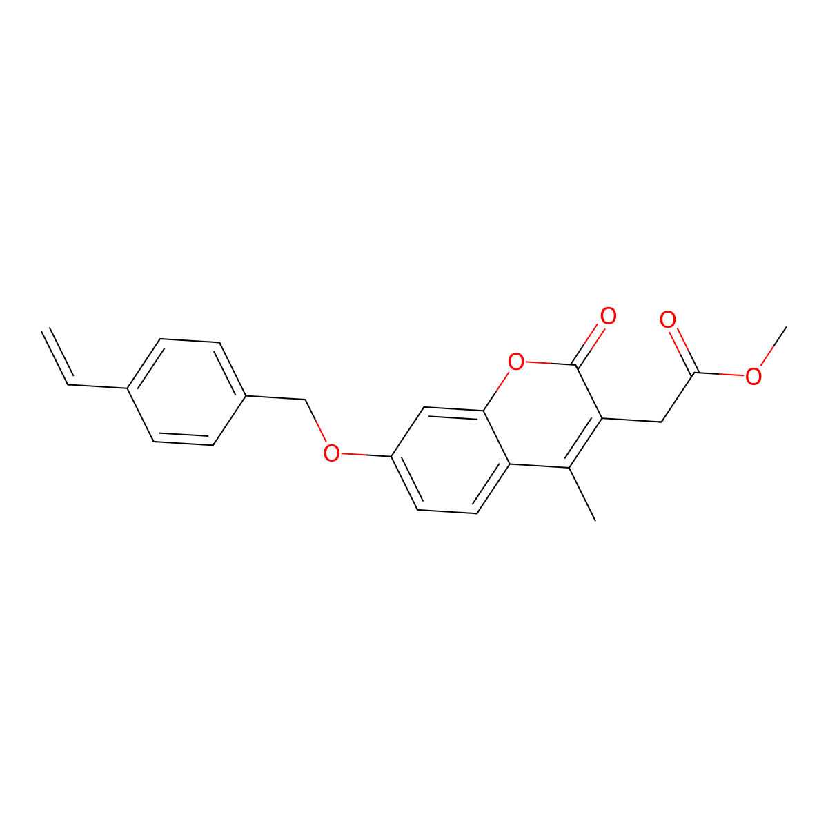 Methyl 2-[7-[(4-ethenylphenyl)methoxy]-4-methyl-2-oxochromen-3-yl]acetate molecular structure, CAS 694486-66-3