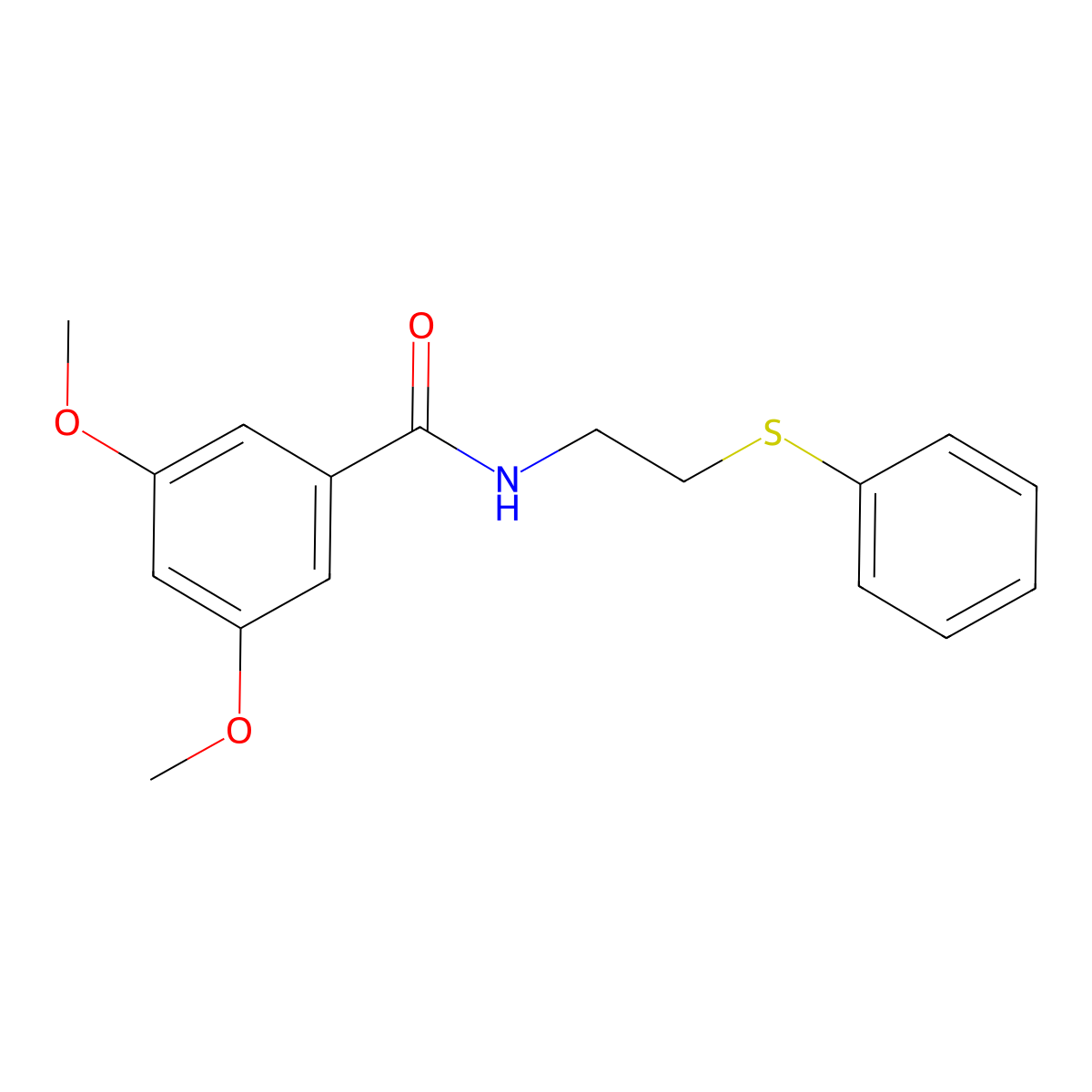 3,5-dimethoxy-N-[2-(phenylsulfanyl)ethyl]benzamide molecular structure, CAS 694486-76-5