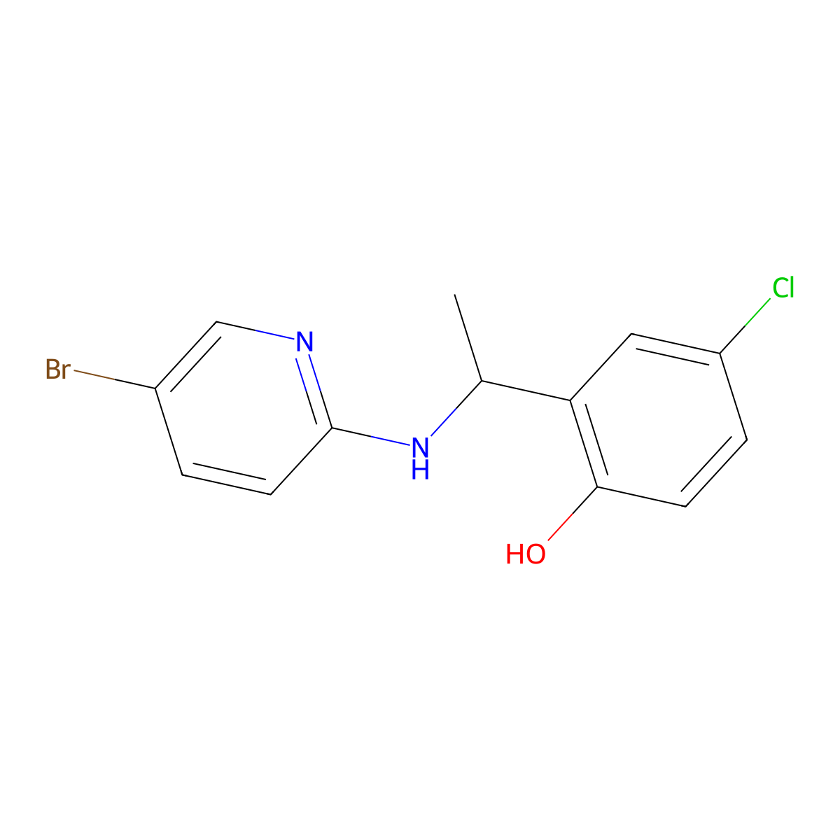 2-[1-[(5-Bromopyridin-2-yl)amino]ethyl]-4-chlorophenol molecular structure, CAS 694486-93-6