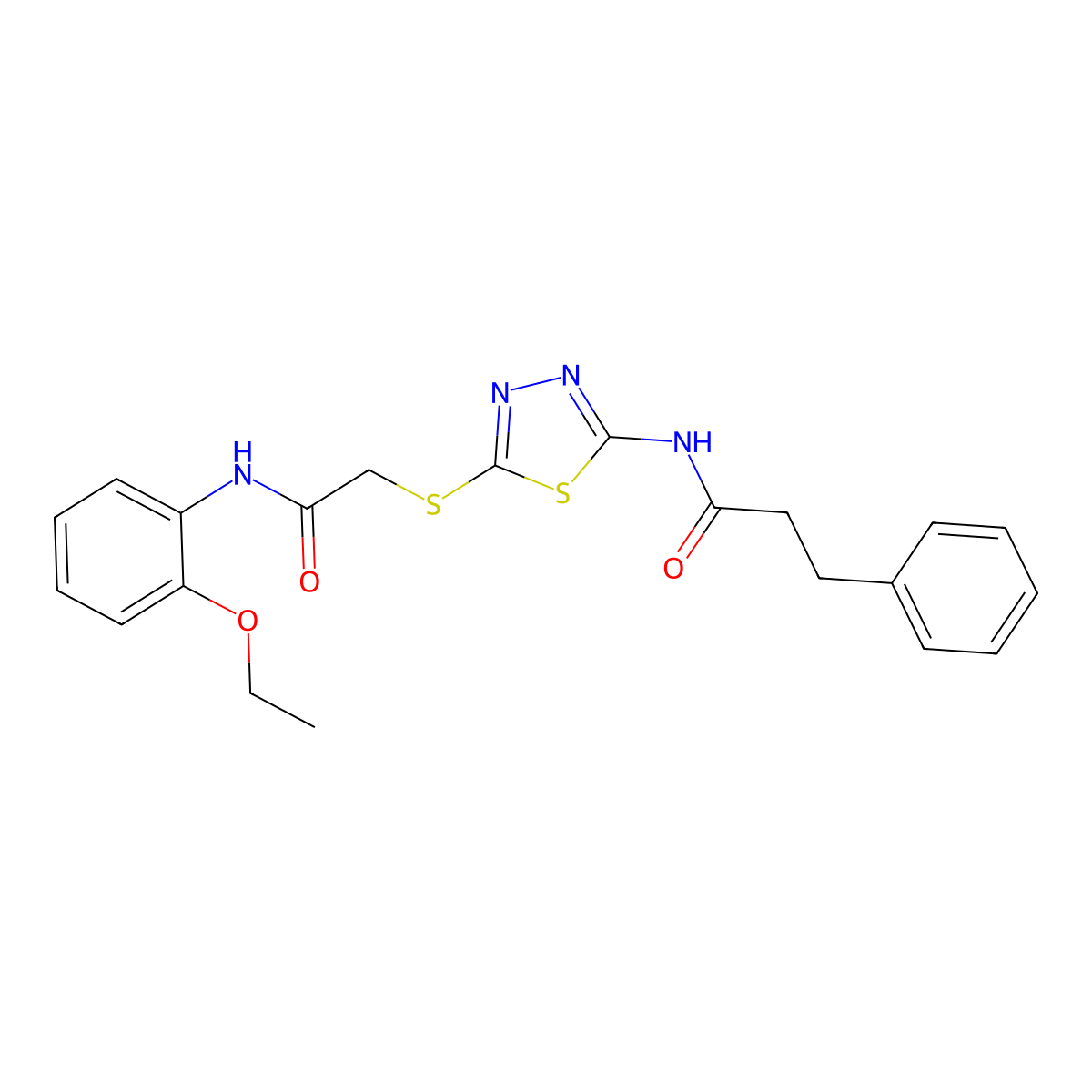 N-[5-[2-(2-ethoxyanilino)-2-oxoethyl]sulfanyl-1,3,4-thiadiazol-2-yl]-3-phenylpropanamide molecular structure, CAS 694486-96-9
