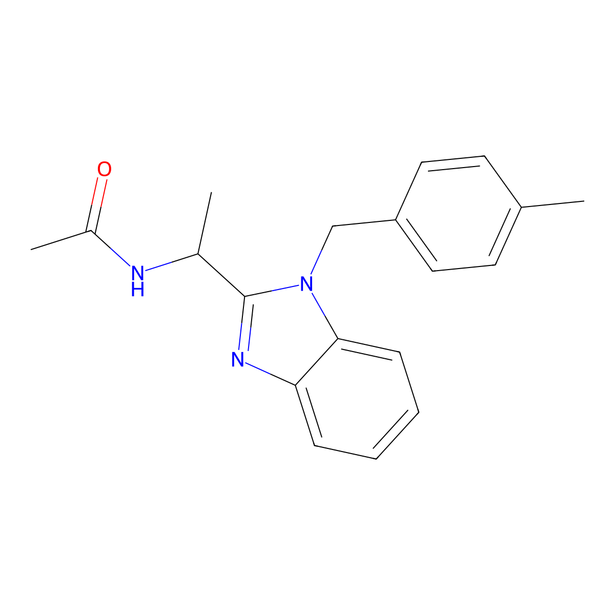 N-[1-[1-[(4-methylphenyl)methyl]benzimidazol-2-yl]ethyl]acetamide molecular structure, CAS 694487-04-2