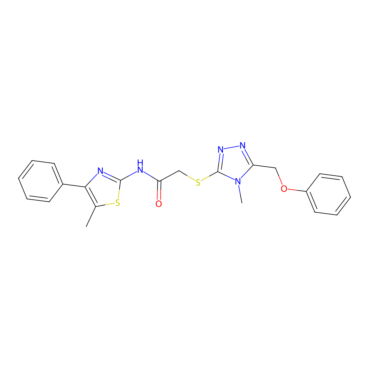 2-[[4-methyl-5-(phenoxymethyl)-1,2,4-triazol-3-yl]sulfanyl]-N-(5-methyl-4-phenyl-1,3-thiazol-2-yl)acetamide molecular structure, CAS 694487-10-0