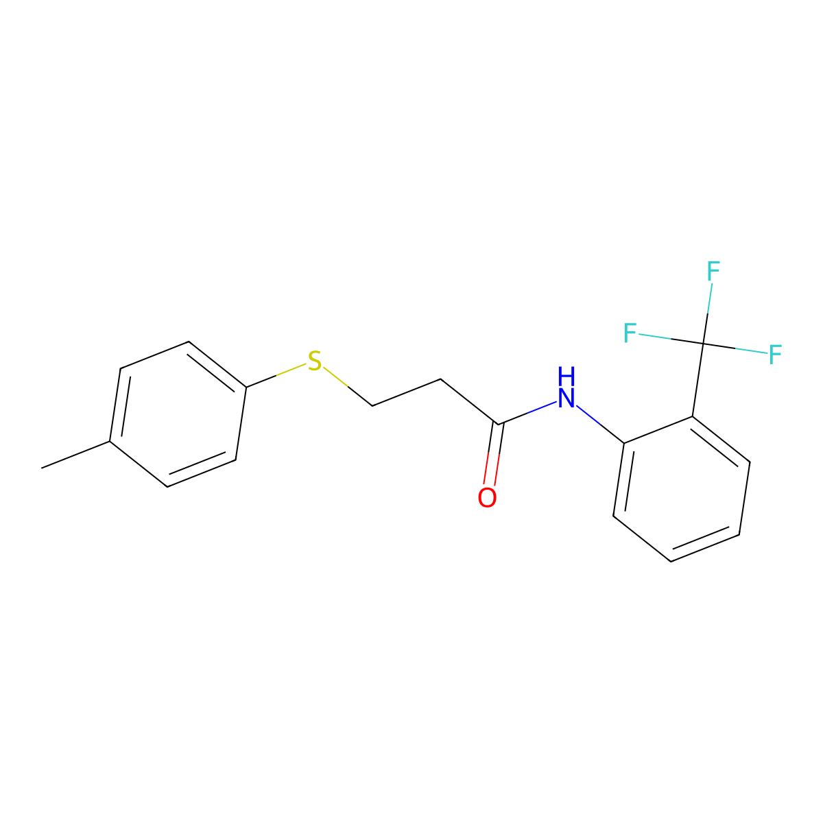 3-(4-methylphenyl)sulfanyl-N-[2-(trifluoromethyl)phenyl]propanamide molecular structure, CAS 694487-37-1