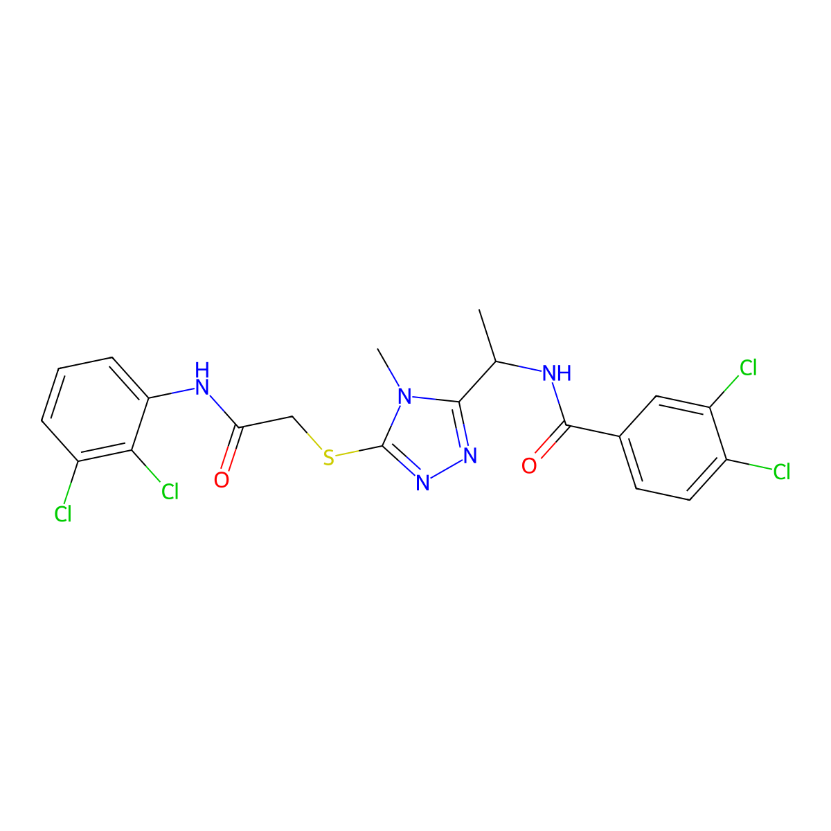 3,4-dichloro-N-{1-[5-({2-[(2,3-dichlorophenyl)amino]-2-oxoethyl}sulfanyl)-4-methyl-4H-1,2,4-triazol-3-yl]ethyl}benzamide molecular structure, CAS 694487-47-3