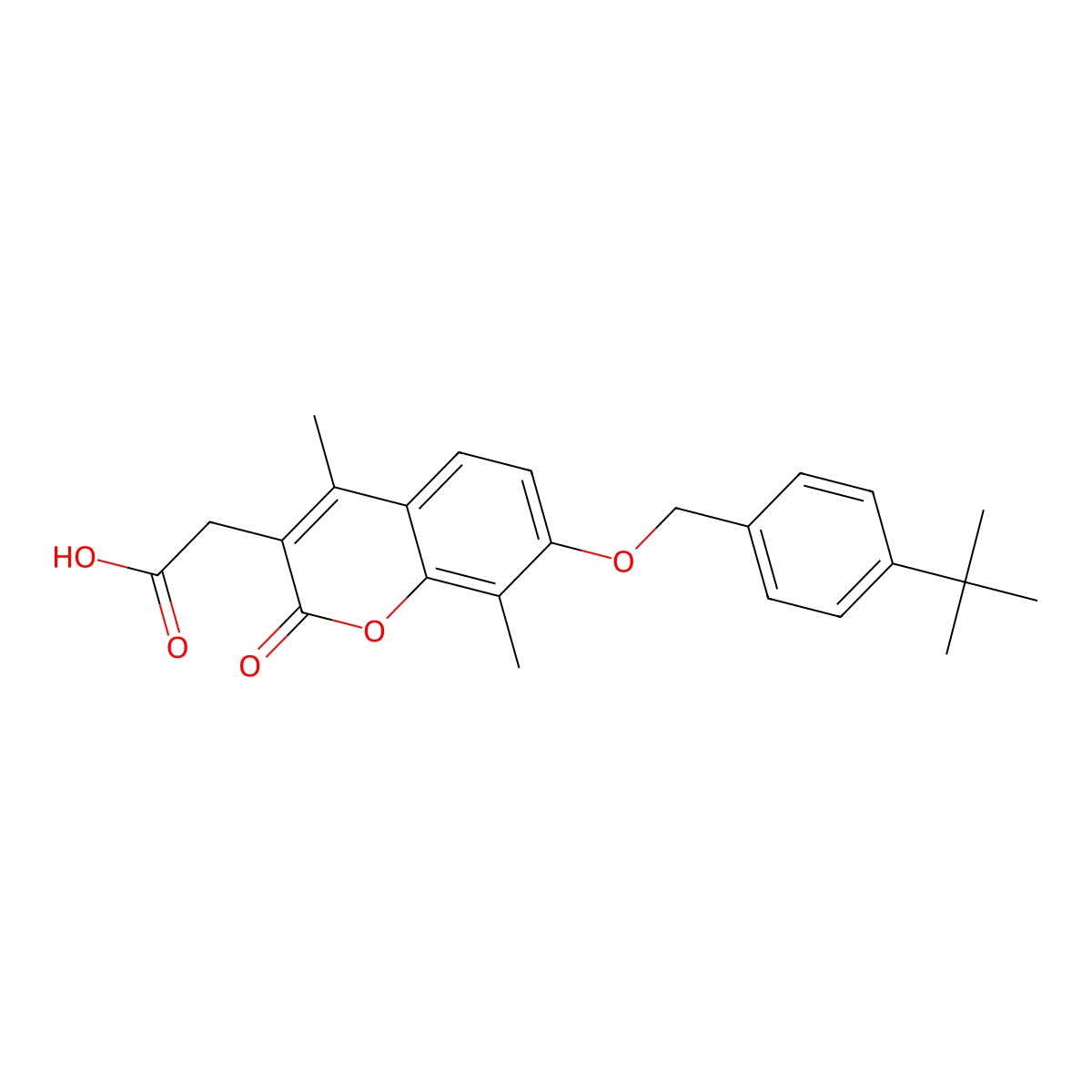 2-[7-[(4-Tert-butylphenyl)methoxy]-4,8-dimethyl-2-oxochromen-3-yl]acetic acid molecular structure, CAS 694487-57-5