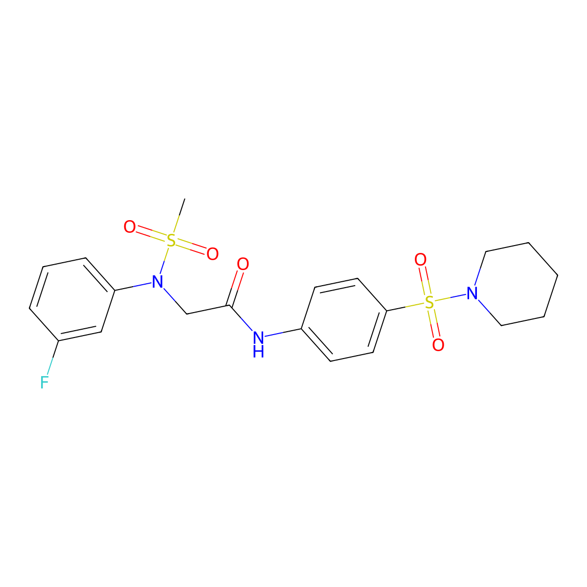 2-(3-fluoro-N-methylsulfonylanilino)-N-(4-piperidin-1-ylsulfonylphenyl)acetamide molecular structure, CAS 694487-65-5