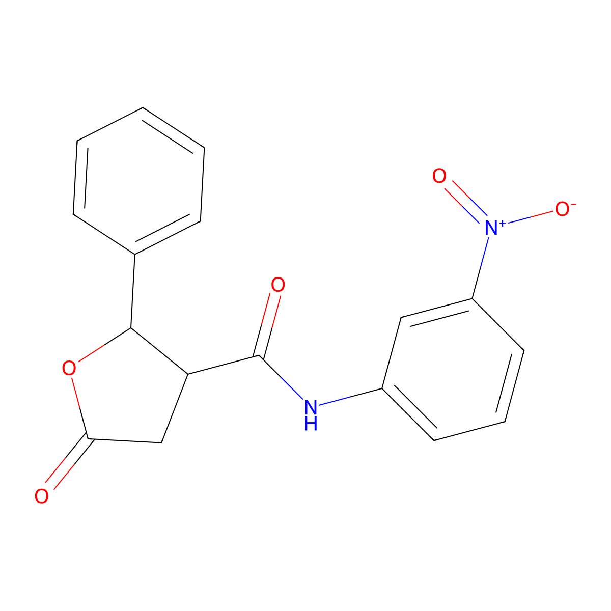N-(3-nitrophenyl)-5-oxo-2-phenyloxolane-3-carboxamide molecular structure, CAS 694487-68-8