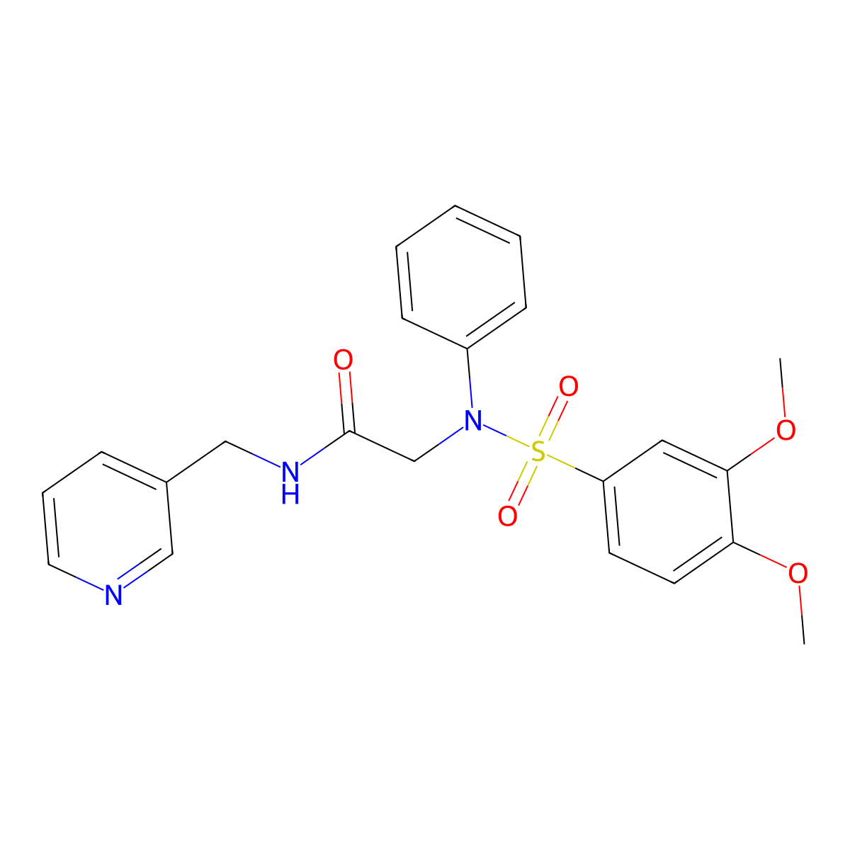 2-(N-(3,4-dimethoxyphenyl)sulfonylanilino)-N-(pyridin-3-ylmethyl)acetamide molecular structure, CAS 694487-72-4
