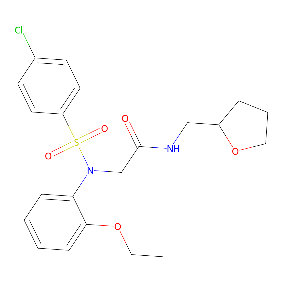2-(N-(4-chlorophenyl)sulfonyl-2-ethoxyanilino)-N-(oxolan-2-ylmethyl)acetamide molecular structure, CAS 694487-74-6