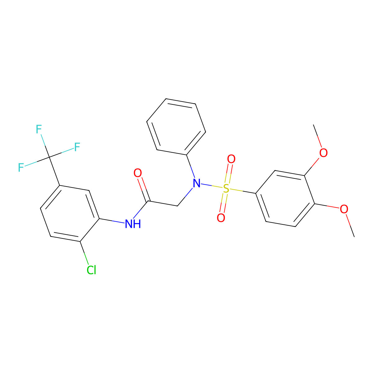 N-[2-chloro-5-(trifluoromethyl)phenyl]-2-(N-(3,4-dimethoxyphenyl)sulfonylanilino)acetamide molecular structure, CAS 694488-19-2