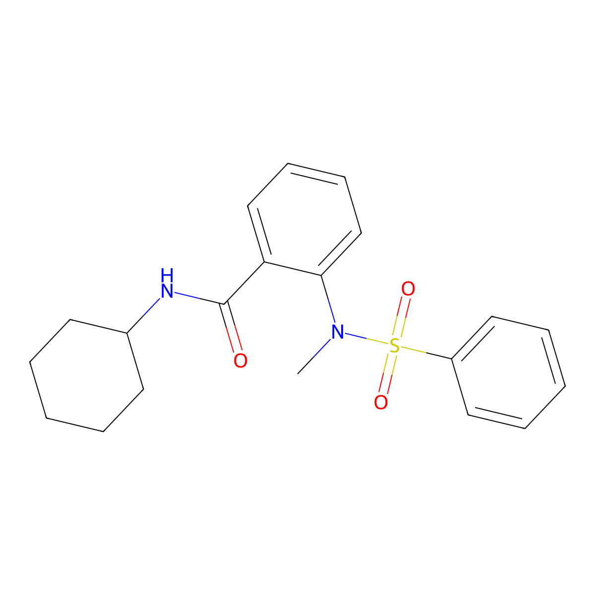 N-cyclohexyl-2-[methyl(phenylsulfonyl)amino]benzamide molecular structure, CAS 694488-20-5