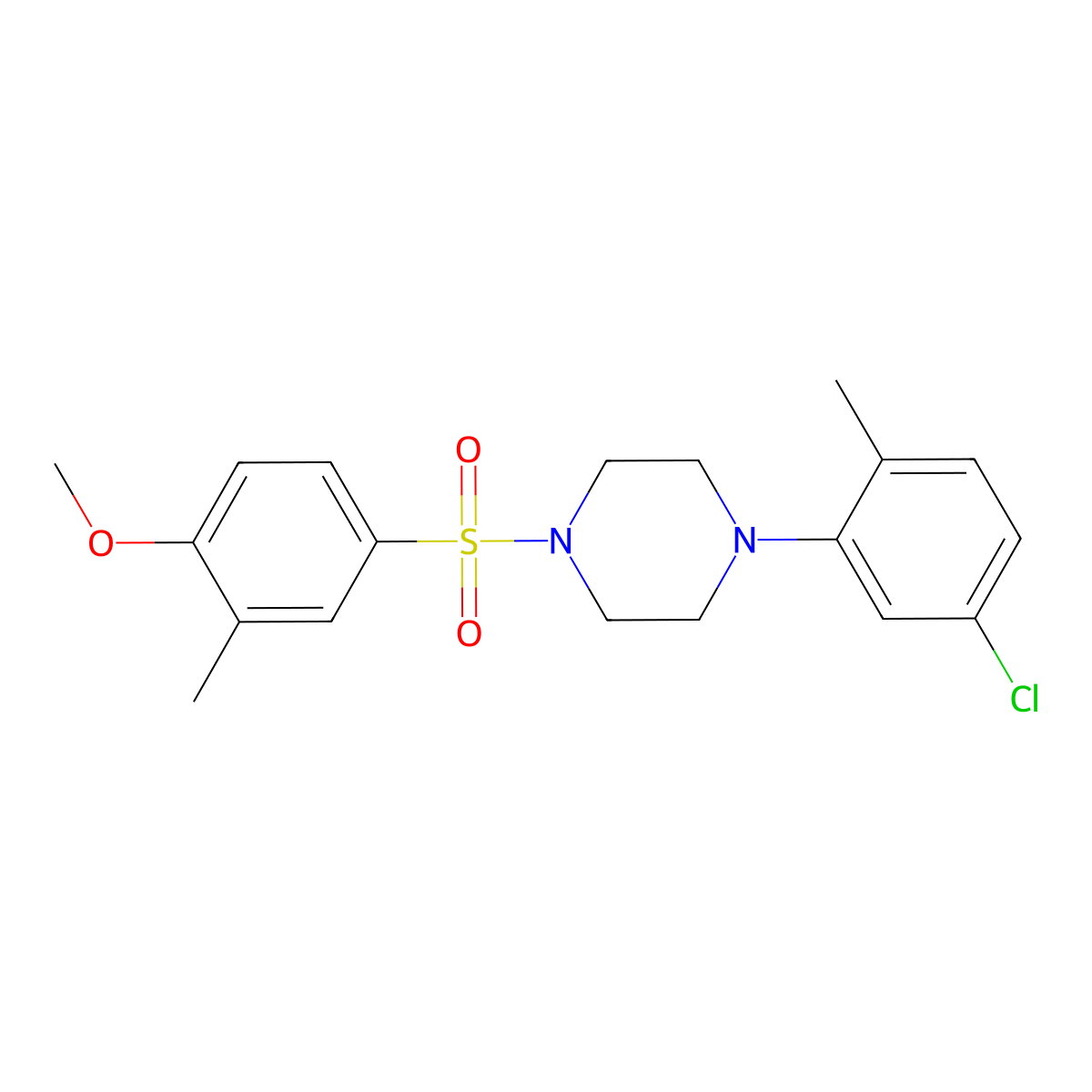 1-(5-Chloro-2-methylphenyl)-4-(4-methoxy-3-methylphenyl)sulfonylpiperazine molecular structure, CAS 694488-23-8