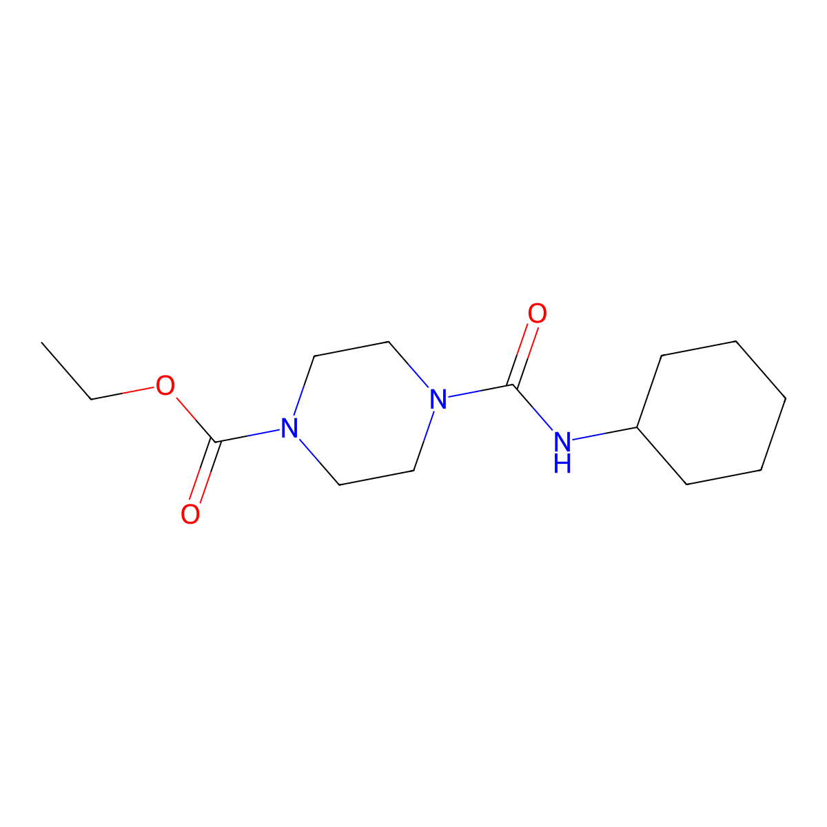 Ethyl 4-[(cyclohexylamino)carbonyl]-1-piperazinecarboxylate molecular structure, CAS 694488-29-4