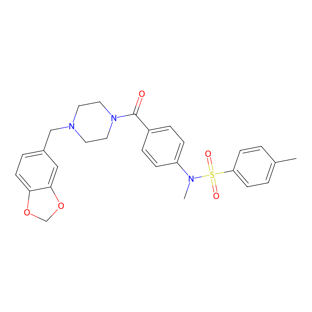 N-[4-[4-(1,3-benzodioxol-5-ylmethyl)piperazine-1-carbonyl]phenyl]-N,4-dimethylbenzenesulfonamide molecular structure, CAS 694488-35-2