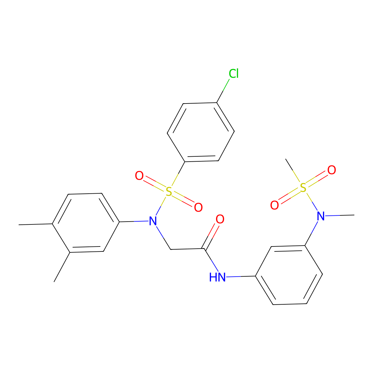 2-(N-(4-chlorophenyl)sulfonyl-3,4-dimethylanilino)-N-[3-[methyl(methylsulfonyl)amino]phenyl]acetamide molecular structure, CAS 694488-45-4