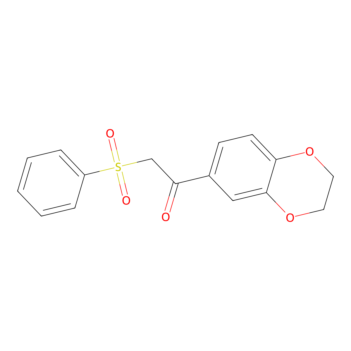 1-(2,3-Dihydro-1,4-benzodioxin-6-yl)-2-(phenylsulfonyl)ethanone molecular structure, CAS 694488-47-6